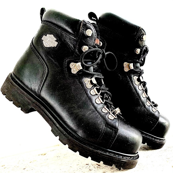 HARLEY DAVIDSON LACES RIDING BOOTS Black-Of Course - Picture 2 of 6